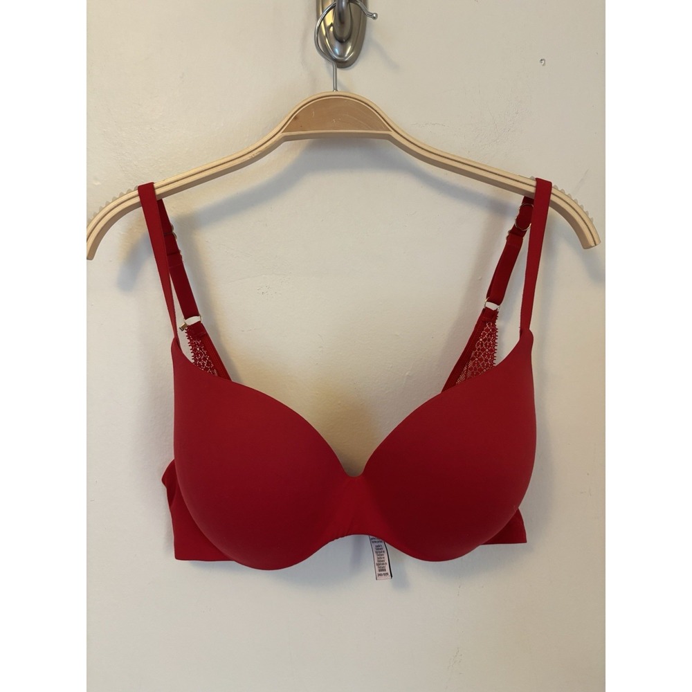 Incredible By Victoria's Secret Perfect Shape Bra 34D Red Lace Racerback